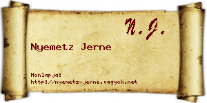 Nyemetz Jerne névjegykártya